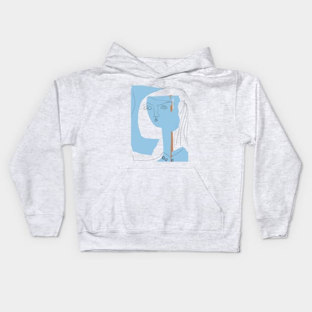 Picasso blue face Kids Hoodie by shamila
